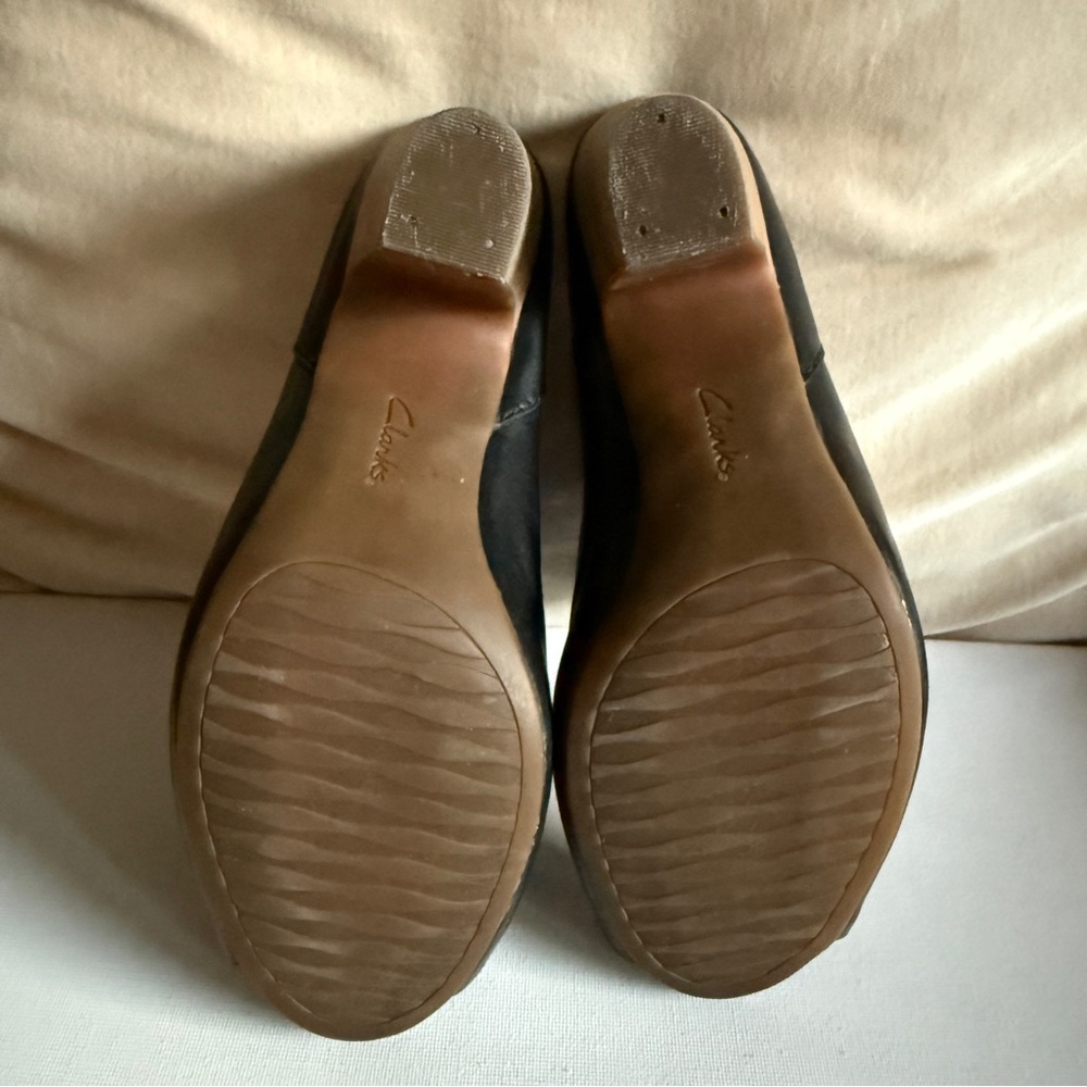 Clarks Black Leather Open-Toe Clog Mules Women Size 7.5 - Picture 8 of 11